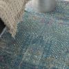 5' X 7' Blue Southwestern Power Loom Area Rug