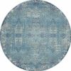 5' Blue Round Southwestern Power Loom Area Rug