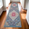 10' Teal Blue Power Loom Runner Rug