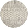 8' Gray Round Geometric Power Loom Area Rug