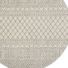 8' Gray Round Geometric Power Loom Area Rug