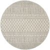 8' Gray Round Geometric Power Loom Area Rug