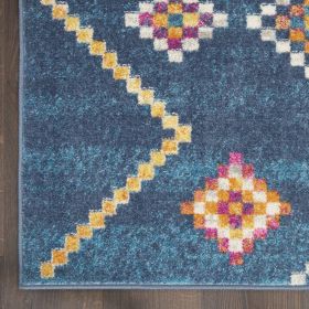 8' Navy Blue Southwestern Berber Runner Rug