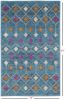 2' X 3' Blue And Orange Geometric Dhurrie Area Rug