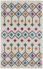 2' X 3' Blue And Ivory Geometric Dhurrie Area Rug
