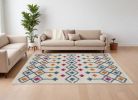 8' X 10' Blue And Ivory Geometric Dhurrie Area Rug