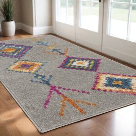 2' X 3' Gray Geometric Berber Area Rug