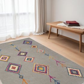 5' X 7' Gray Geometric Berber Area Rug