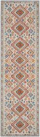 8' Gray And Ivory Geometric Dhurrie Runner Rug