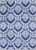6' X 9' Blue Floral Dhurrie Area Rug