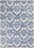 5' X 7' Blue And Ivory Floral Dhurrie Area Rug