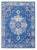 5' X 7' Navy Blue Floral Dhurrie Area Rug