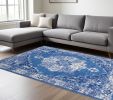 6' X 9' Navy Blue Floral Dhurrie Area Rug