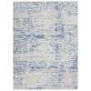 5' X 7' Blue Gray Abstract Dhurrie Area Rug