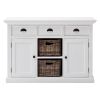 White Modern Farmhouse Large Accent Cabinet With Baskets