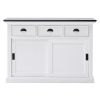 Modern Farmhouse Black And White Buffet Server With Sliding Doors
