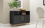 Modern Black And Natural Two Door Console Cabinet