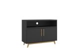 Modern Black And Natural Two Door Console Cabinet