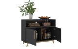 Modern Black And Natural Two Door Console Cabinet
