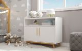 Modern White And Natural Two Door Console Table