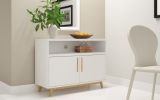 Modern White And Natural Two Door Console Table