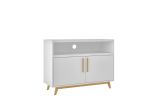 Modern White And Natural Two Door Console Table