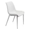 Set of Two White And Silver Upholstered Faux Leather Open Back Dining Side Chairs