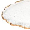 14" Clear Bubble Glass Scalloped Gold Rim Oval Platter