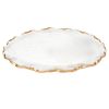 14" Clear Bubble Glass Scalloped Gold Rim Oval Platter