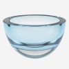 Aqua Blue Mouth Blown Polish Crystal Thick Walled Bowl
