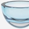Aqua Blue Mouth Blown Polish Crystal Thick Walled Bowl