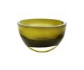 6" Moss Green Mouth Blown Crystal Thick Walled Bowl