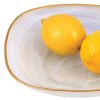 8 White Alabaster Square Glass Bowl With Gold Rim