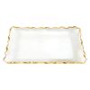 14" Clear and Gold Bubble Glass Scalloped Rim Rectangular Tray