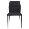 Set of Four Tufted Black Upholstered Fabric Dining Side Chairs