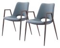Set of Two Gray And Brown Upholstered Faux Leather Open Back Dining Arm Chairs