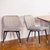 Set of Two Gray And Black Upholstered Fabric Dining Side Chairs