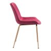 Set of Two Red And Gold Upholstered Velvet Dining Side Chairs