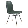 Set of Two Green and Black and Gold Upholstered Faux Leather Dining Side Chairs