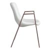 Set of Two White And Brown Upholstered Faux Leather Open Back Dining Arm Chairs