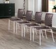 Set of Four Espresso And Silver Upholstered Faux Leather Open Back Dining Side Chairs