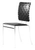 Set of Four Black And Silver Upholstered Faux Leather Open Back Dining Side Chairs