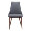 Set of Two Gray And Brown Upholstered Faux Leather Windsor Back Dining Side Chairs
