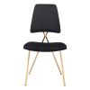 Set of Two Black And Gold Upholstered Velvet Open Back Dining Side Chairs