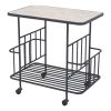 Black and White Steel Rolling Bar Cart