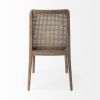 Set Of Two Cream And Brown Upholstered Fabric Cross Back Side Chairs