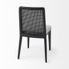 Set Of Two Black Upholstered Fabric Cross Back Side Chairs
