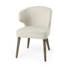 Ivory and Brown Mid Century Wingback Dining Chair