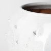 14" White Spiked Organic Glaze Large Mouth Ceramic Vase