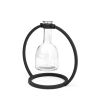 8" Clear and Black Glass and Metal Abstract Cylinder Table Vase